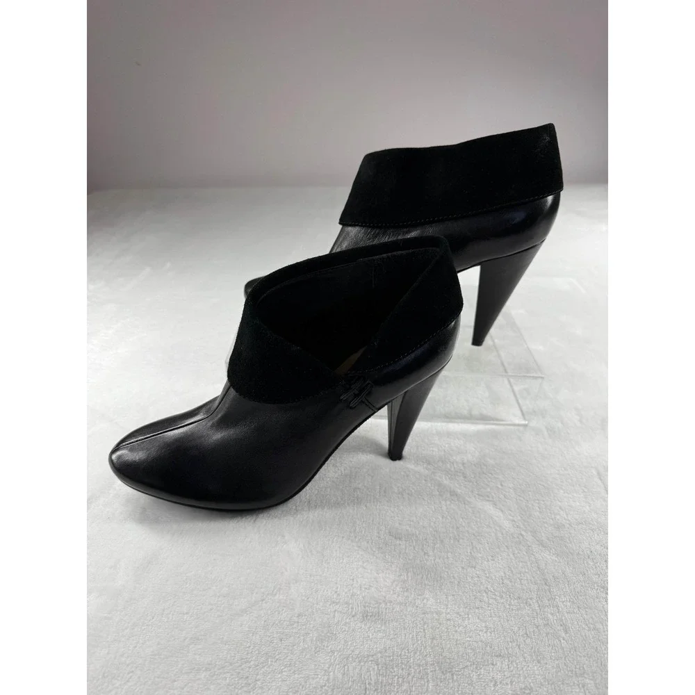 Coach Annika Heeled Ankle Booties Women's 7 Black Leather Suede Stiletto‎ Heel